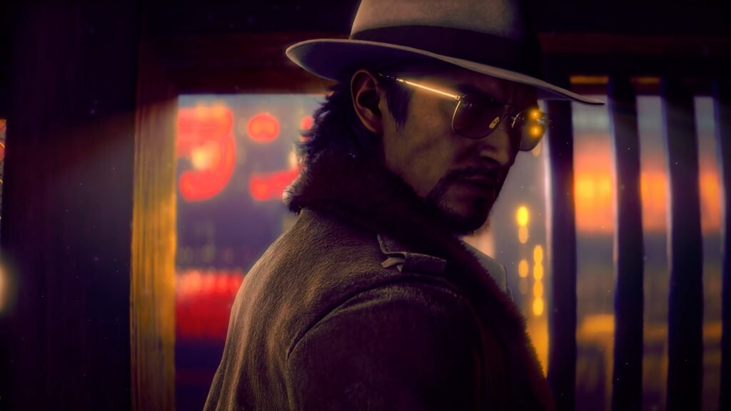 Man wearing a wide-brim hat and sunglasses, turned in profile against neon-lit city backdrop at night. STRANGER THAN HEAVEN _ Cast Story Reveal Trailer 0-50 screenshot