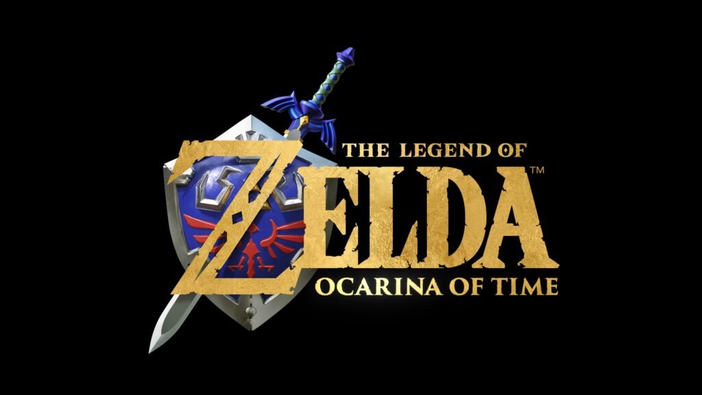 The Legend of Zelda_ Ocarina of Time Coming 2026 1-26 screenshot - GamersPack ישראל Logo for The Legend of Zelda: Ocarina of Time on a black background, showing a sword and shield with gold lettering. The Legend of Zelda_ Ocarina of Time Coming 2026 1-26 screenshot